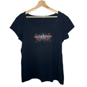 Harley Davidson Black Short Sleeve Graphic Tee Shirt Atlantic City Biker Grunge